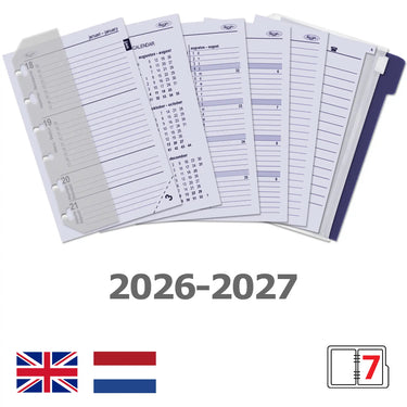6337-26-27 125 x 80 mm Pocket Planner Organizer Inzetstukken Jaardoos NL EN 2026 2027